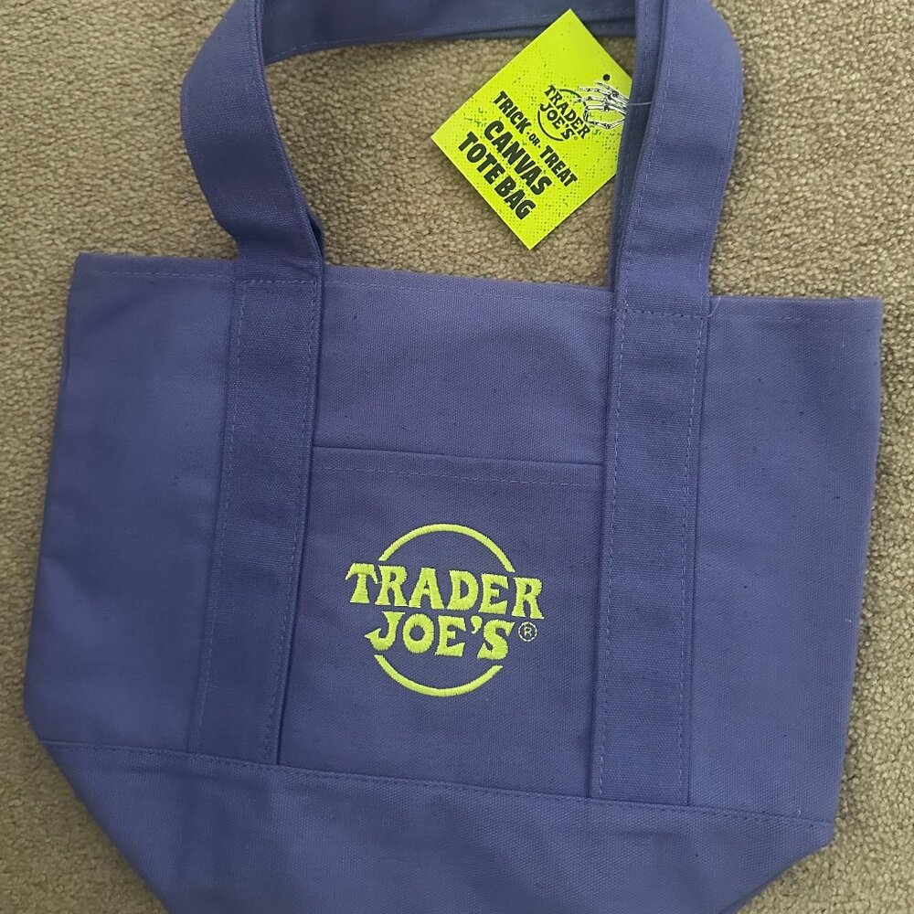 Trader Joe's Halloween Purple Canvas Mini Tote NWT